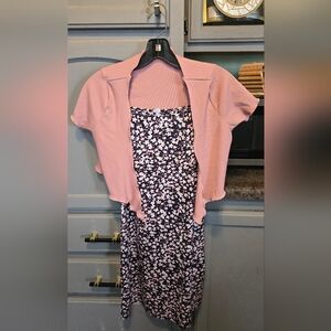 SHEIN Pink and Navy Floral Dress With Cover
